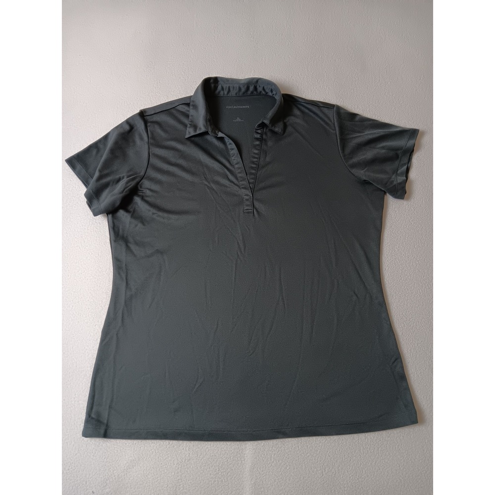 Port Authority Ladies XL Dark Gray Short Sleeve V-Neck Performance Polo Shirt